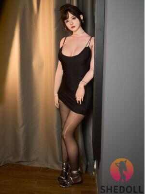 [SHEDOLL] Moony (SU YUE-NING) 165cm | E-cup Black Lace Mini Dress · Seamed Stockings · Voluptuous Curves · Hair Implantation + Heating · Pure-Yuri Night Companion